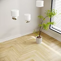 Modern Home Interior With White Downlights Spotlights And Green Plant Near Window