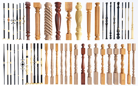 European Style Balustrade Solid Wood Stair Post Balustrade Guardrail Post Handrail 3d model