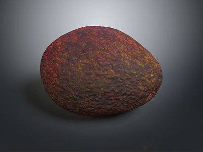 Reddish Brown Avocado With Yellow Spots On Textured Surface Against Dark Background 3d model