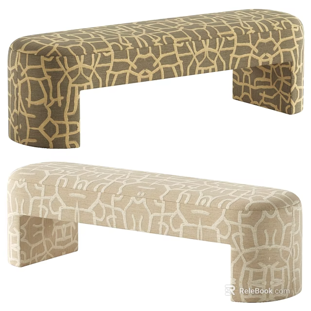 Modern Geometric Pattern Upholstered Sofa Bench In Two Distinct Color Schemes For Living Room Decoration 3d model 