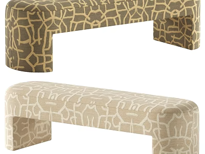 Modern Geometric Pattern Upholstered Sofa Bench In Two Distinct Color Schemes For Living Room Decoration 3d model