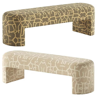 Modern Geometric Pattern Upholstered Sofa Bench In Two Distinct Color Schemes For Living Room Decoration 3d model