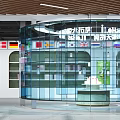 Specialty Store with Transparent Glass Building Display Cabinets International Flags and Cake