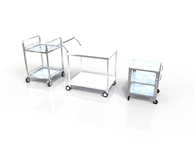 Stainless Steel Equipment Carts With Wheels Shelves And Handles For Utility Use 3d model