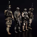 Tactical Military Game Movie Characters With Combat Gear And Weapons