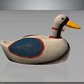 White Toy Duck With Blue Wings Red Trim And Yellow Beak For Kids Room Decoration