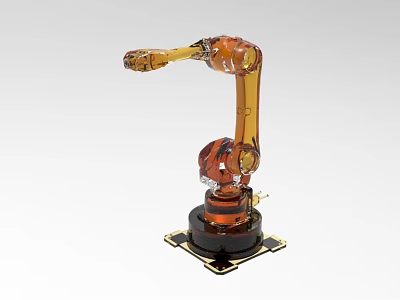 Orange Industrial Robotic Arm With Articulated Joints And Stable Base Platform 3d model