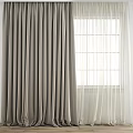 Gray Curtain With Soft Fabric And Elegant Drape For Home Interior Design 3d model