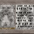 Two Square Rugs With Grey Black Gold Stripes Dots And Fringed Edges