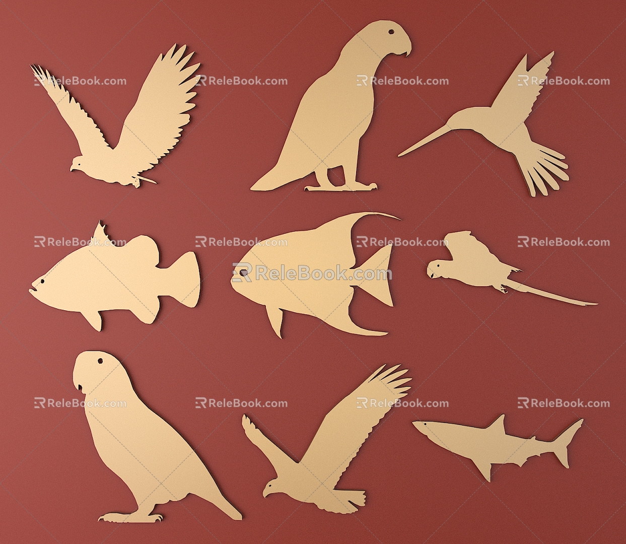 Animal silhouette metal carved animal pattern 3d model