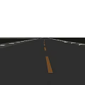 Road Infrastructure With Yellow Lane Markings Curbs And Green Grass Under Blue Sky