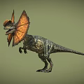 Realistic Dinosaur With Large Orange Frill And Open Mouth Standing Pose