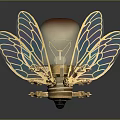 Steampunk Mechanical Bee With Golden Body Transparent Wings And Colorful Patterns