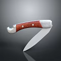 Folding Knife with Wooden Handle Rivets and Sharp Metal Blade as Tactical Weapon