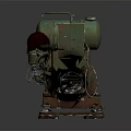 Vintage Green Industrial Machine With Two Cylindrical Tanks And Rusted Metal Base