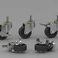 Durable Caster Wheels With Metal Frame Black Rubber Tires And Brake For Furniture