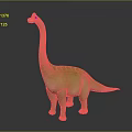Long Neck Dinosaur Toy Figure In Green Orange With Spiked Back And Gray Background
