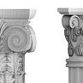 Classical Roman Column With Fluted Shaft And Decorative Capital Design