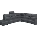 Modern Gray L Shaped Leather Sectional Sofa With Comfortable Seats And Backrest Design 3d model