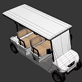 White Four Seat Golf Cart Featuring Black Canopy And Beige Seats