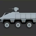 White Armored 6x6 Wheeled Tank With Modern Turret And Machine Gun Design