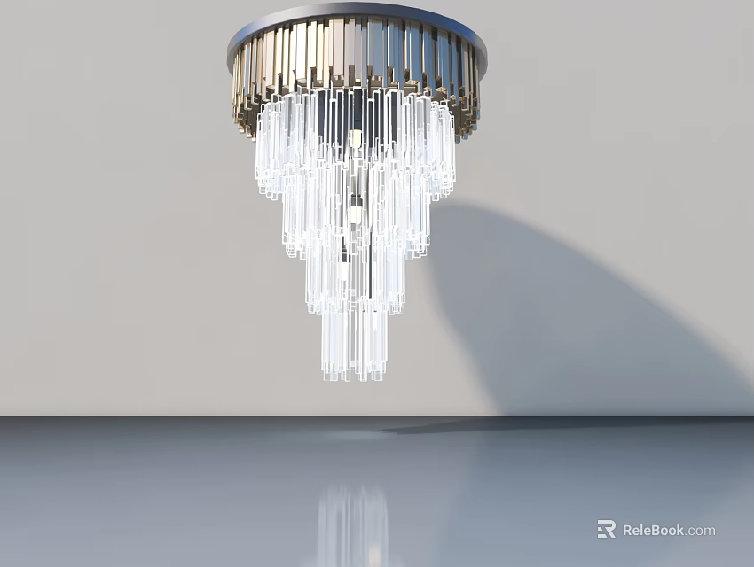 Elegant Hinged Door Design With Crystal Chandelier And Smooth Floor Reflection 3d model 