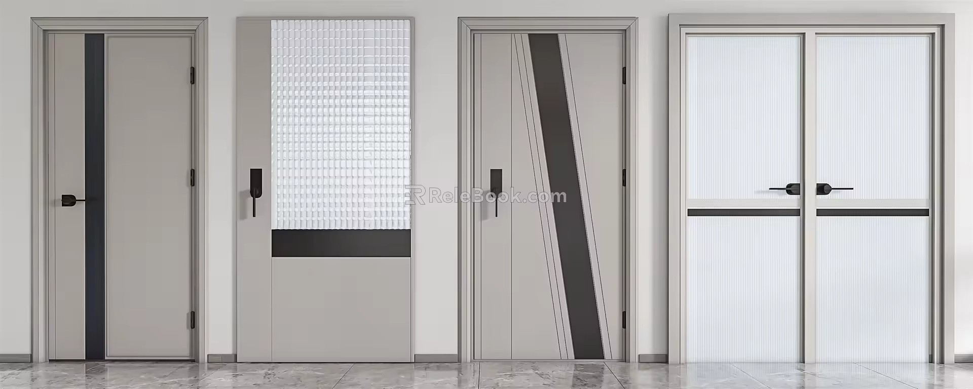 Modern swing door combination 3d model