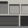 Various Roller Shutter Designs Featuring Grid And Slat Patterns For Windows