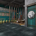 Traditional Modern Bubble Tea Shop Interior With Wooden Decor Green Plants And Round Stools