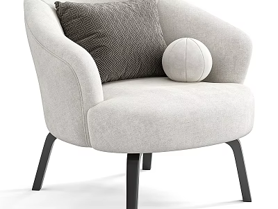 Light Gray Single Sofa With Dark Gray Cushion Round Pillow And Black Legs 3d model