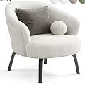 Light Gray Single Sofa With Dark Gray Cushion Round Pillow And Black Legs