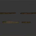 Four Brown Long Metal Strips With Rough Surface On White Background