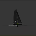 Sleek Black Flying Nikka Sailboat Sailing With Twin Sails On Blue Sea