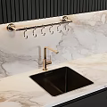 Modern Kitchen Interior With Gray Cabinets And Marble Island Countertop