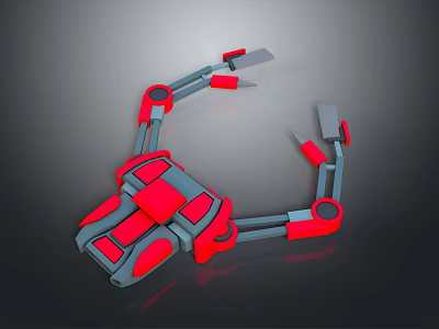 Red And Gray Robotic Arm With Articulated Joints And Mechanical Components 3d model