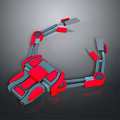 Red And Gray Robotic Arm With Articulated Joints And Mechanical Components