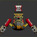 Colorful Toy Model Ship Like Vehicle With Tower Structure And Cannon Parts