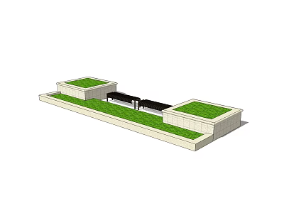 Modern Tree Pit Design With Green Vegetation And Concrete Base Structure 3d model
