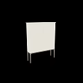 Modern Beige Entryway Cabinet Sideboard With Vertical Stripe Design And Dark Legs