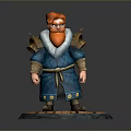 Game and Movie Character With Red Hair Beard Blue Robe Shoulder Armor On Wooden Base