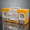 Yellow PILENT Retro Computer Boombox Speaker With Dual Speakers And White Handle