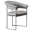 Modern Leather Upholstered Dining Chair With Armrests And Polished Metal Frame For Home Dining Space
