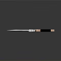 Artistic Curved Knife Featuring Silver Blade Black Copper Handle and Decorative Ring Design