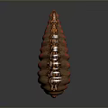 3D Rendered Biomorphic Form With Brown Red Texture And Segmented Structure On Dark Background