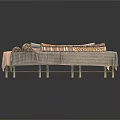 Three Upholstered Benches With Different Patterned Fabrics Various Colors And Simple Structure
