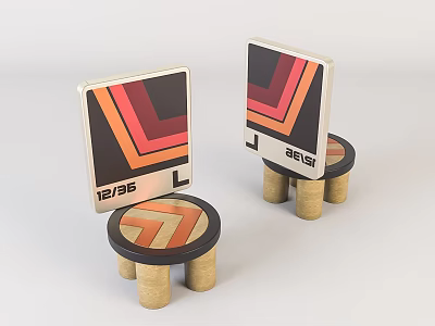 Colorful Children's Chair With Geometric Pattern Backrest Wooden Legs Limited Edition 1235 Design 3d model