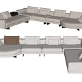 Modern Light Colored Sectional Sofa With Multiple Seats And Plush Cushions 3d model