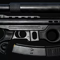 Black Tactical Rifle Close Up View With Modern Design And Gun Details