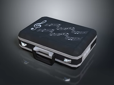 Black Hard Shell Case With Music Note Prints For Travel And Storage 3d model