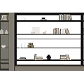 Elegant Modern Glass Display Cabinet With Books Decorative Items And Vases